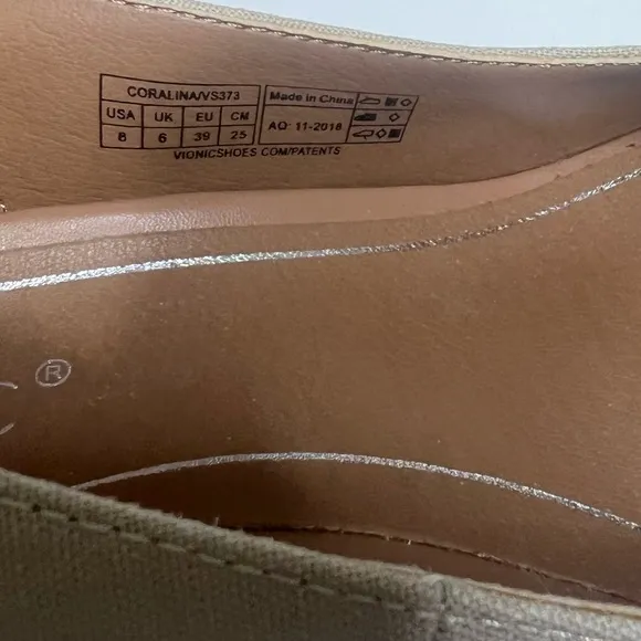 Vionic Coralina Slingback Canvas Oat Natural Wedge Heel Espadrille 8