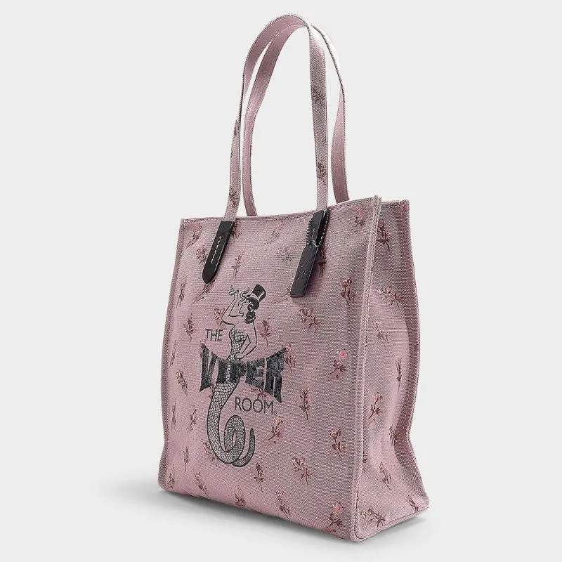Viper Room Logo Floral Print Canvas Tote