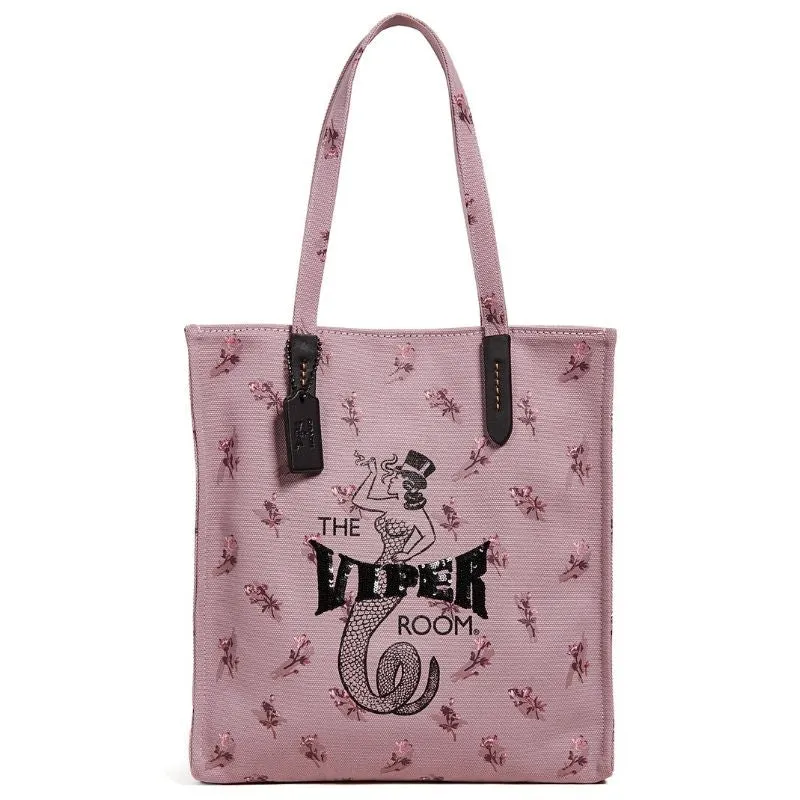 Viper Room Logo Floral Print Canvas Tote