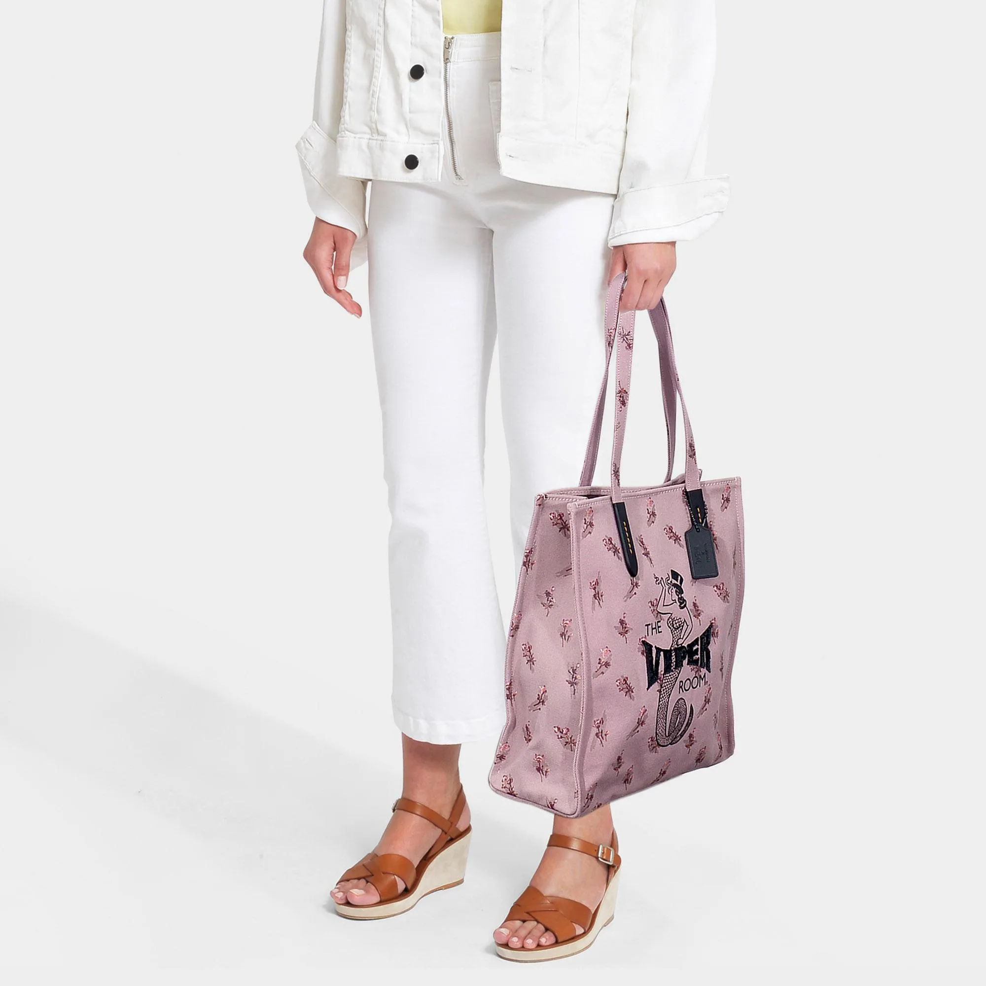 Viper Room Logo Floral Print Canvas Tote