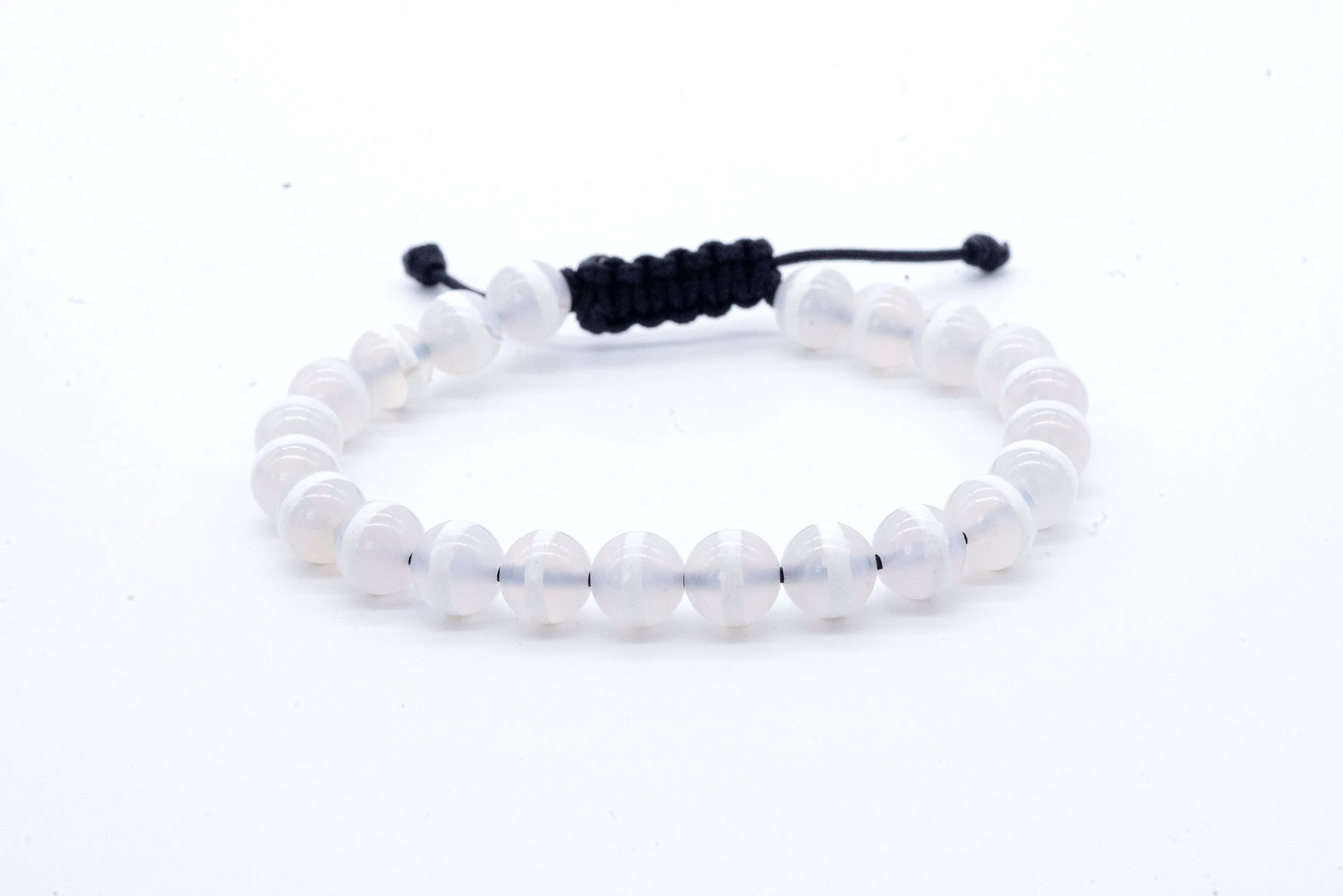 White Agate Tuxedo Men's Adjustable Bracelet