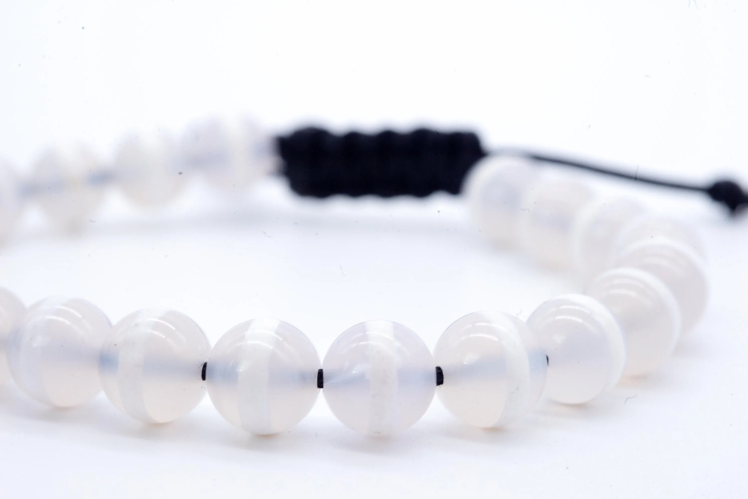 White Agate Tuxedo Men's Adjustable Bracelet