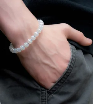 White Agate Tuxedo Men's Adjustable Bracelet