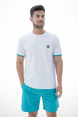 WHITE MINT CUFF GREEN/BLUE RIBBED CREW NECK