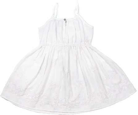 White Strappy Emboidered Light Dress