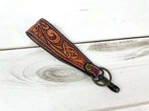 Wide Tooled Leather Key Fobs