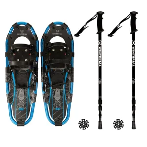 Winterial Shasta Snowshoes 25-Inch Lightweight Aluminum All Terrain Blue and Black Snow Shoe. Includes Carry Bag, Adjustable Poles