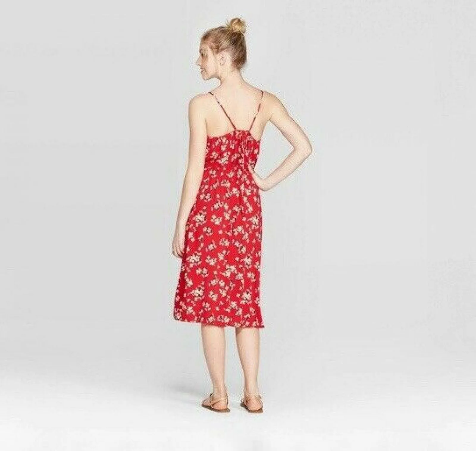 Xhilaration Women's V-Neck Strappy Lace-Up Top Midi Dress
