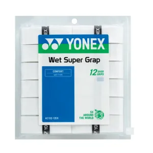 Yonex Wet Super Grap Overgrip 12 Pack (White)